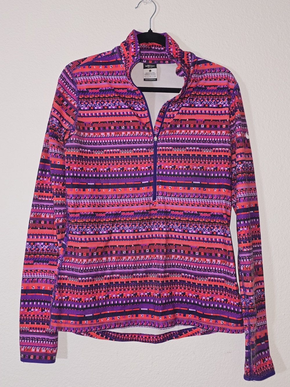 Nike Women’s Pink & Purple Half-Zip Patterned Pullover